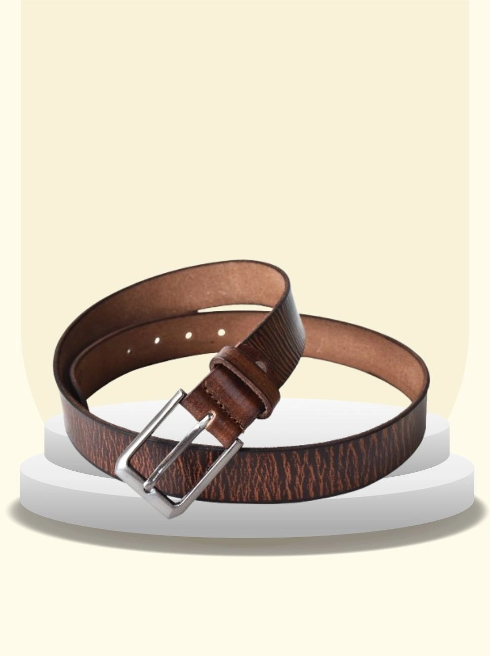 Bull Rock Classic Textured Brown Leather Belt For Men