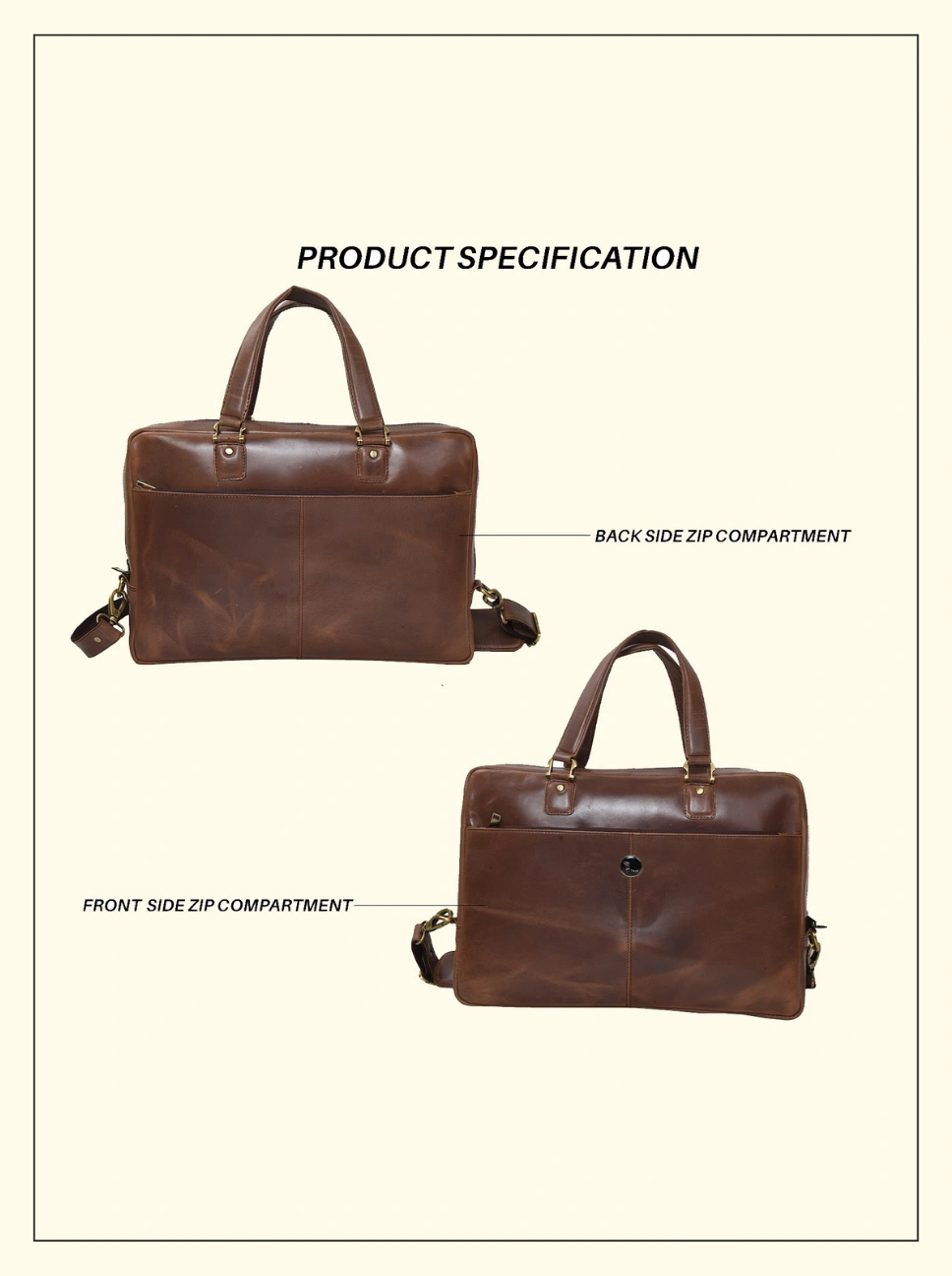 VELOUR Tan Messenger Laptop Bag For Men